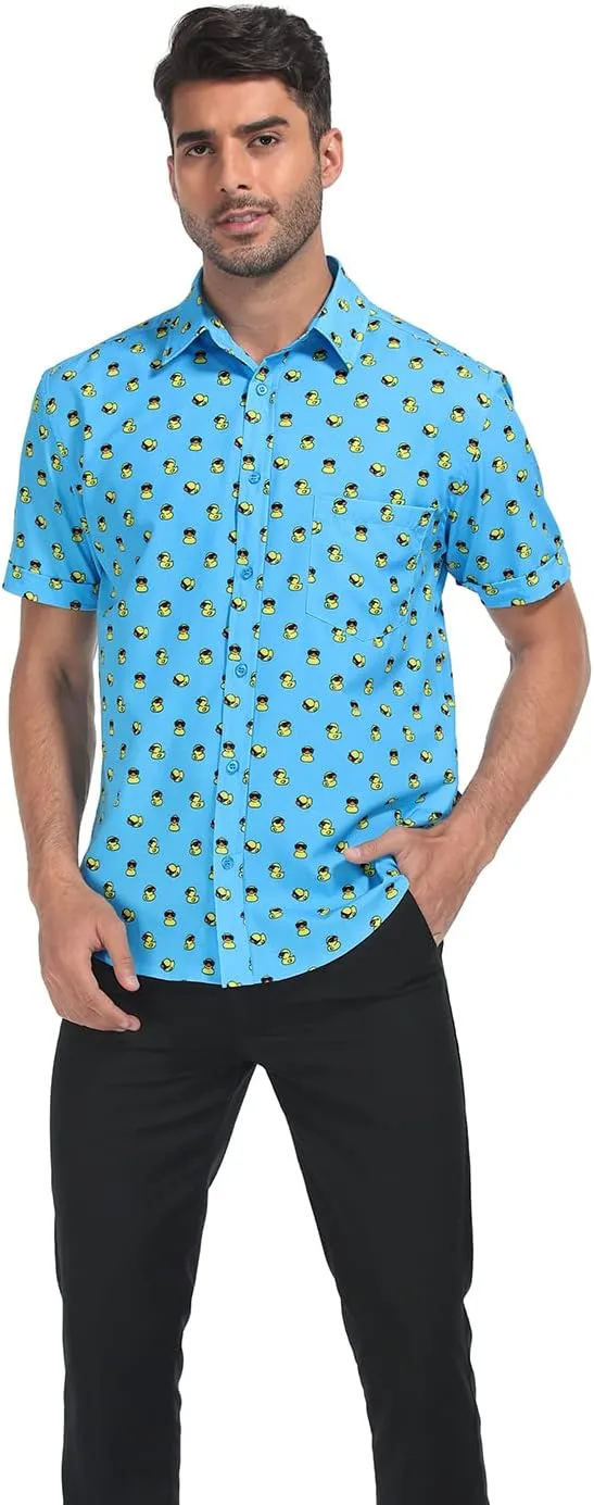 LRD Men's Novelty Casual Button Down Shirt Short Sleeve Hawaiian Dress Shirts
