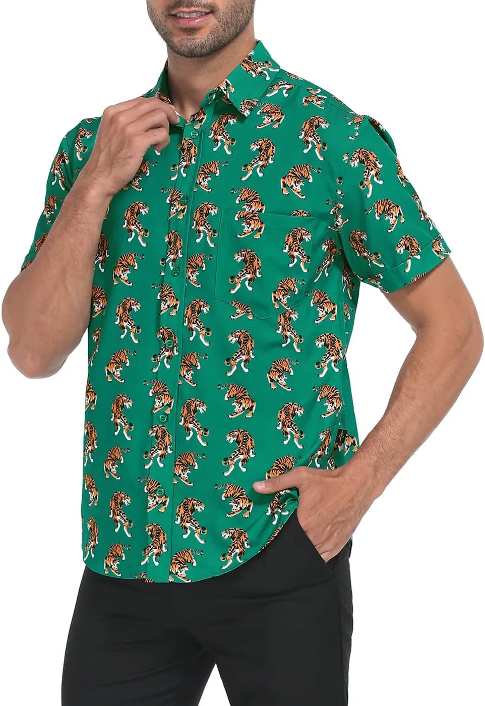 LRD Men's Novelty Casual Button Down Shirt Short Sleeve Hawaiian Dress Shirts