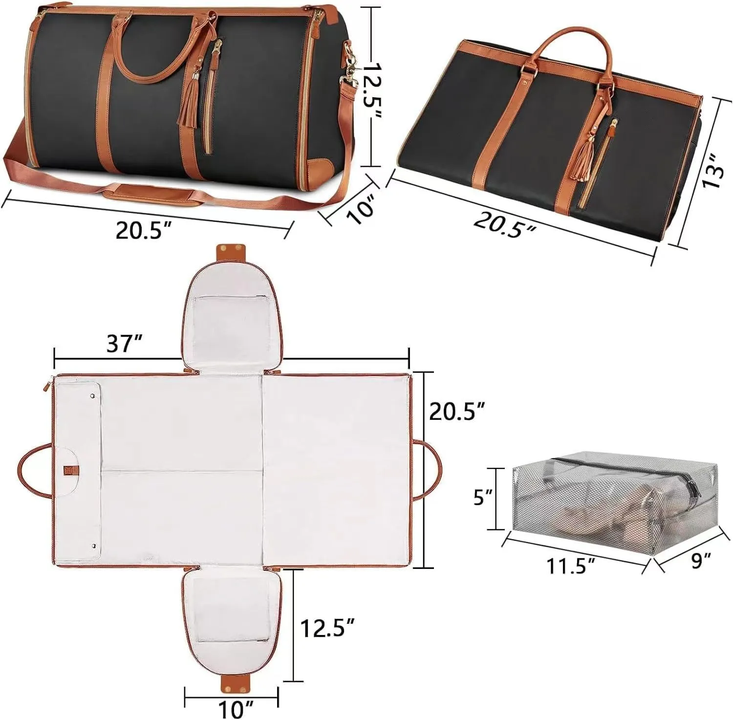 Lucshy Travel Bag,Garment Duffle Bags For Travel 2 In 1 PU Leather Travelher Foldable Clothing Bag Foldable Clothing Bag(Size:Pink)