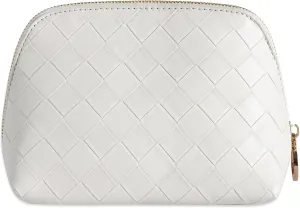 Makeup Bag, PU Leather Travel Cosmetic Bag for Women Makeup Organier Bag Pouch Skincare Bags Water-resistant (White)