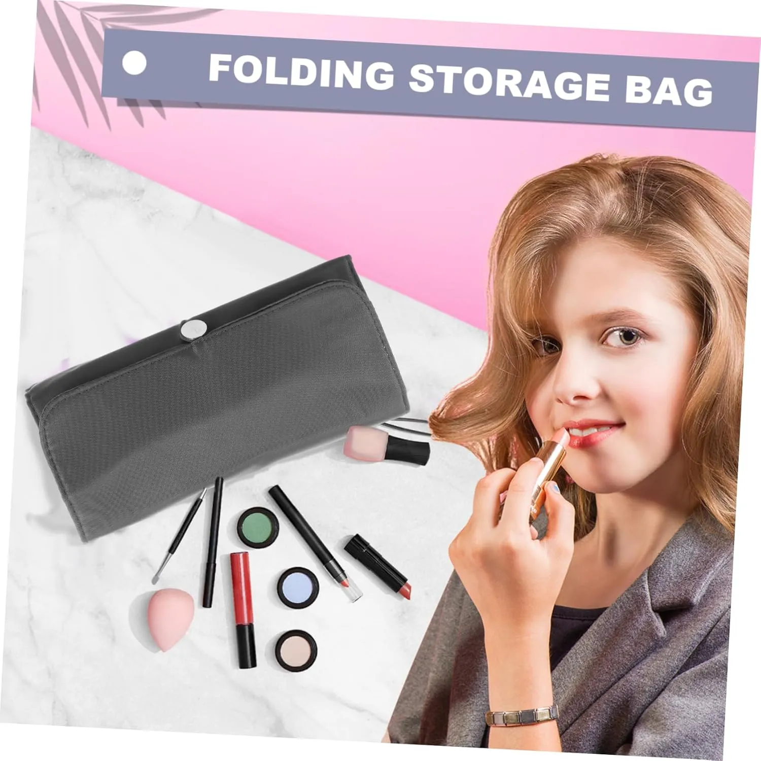 Makeup Brush Bag Make up Bags for Women Traveling Travel Organizer Bags Makeup Brushes Bag Fold Miss, Grey, 23x10cm