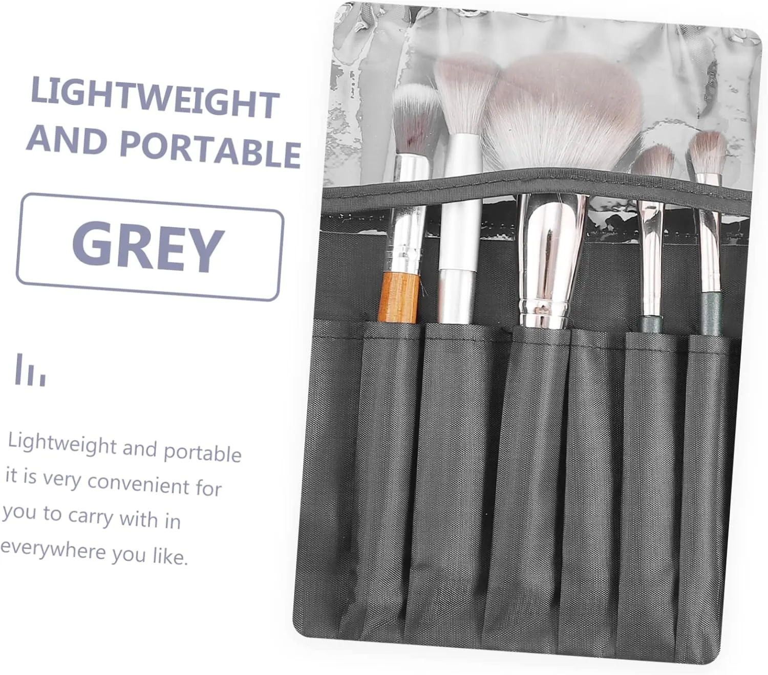Makeup Brush Bag Make up Bags for Women Traveling Travel Organizer Bags Makeup Brushes Bag Fold Miss, Grey, 23x10cm