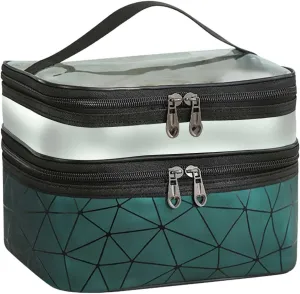Makeup Travel Case Leopard Makeup Bags Double Layer Travel Cosmetic Cases Make Up Organizer Toiletry Bags Double Layer