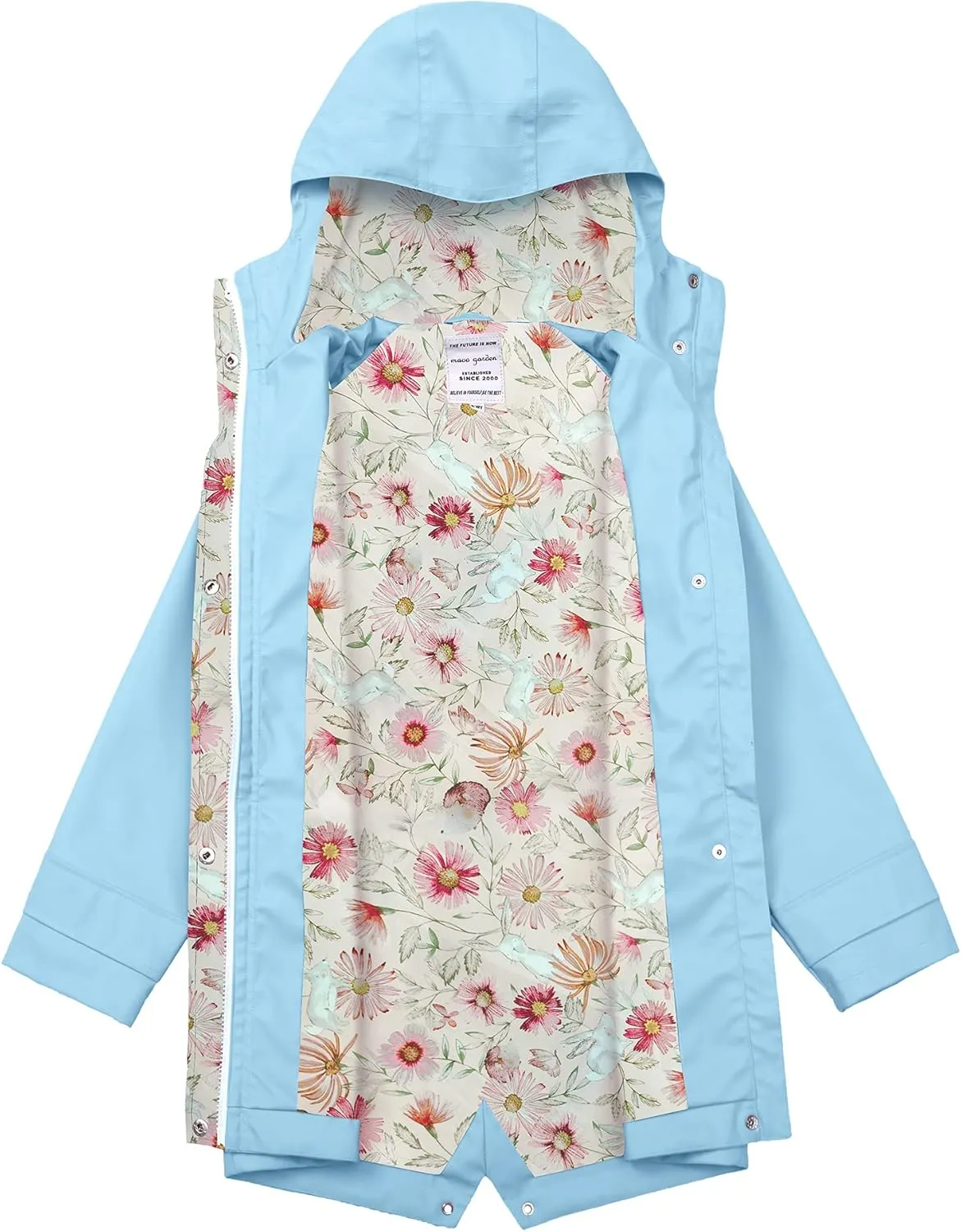 maoo garden Girls Boys Rain Jacket Lightweight Waterproof Raincoat Hooded Lined Long Windbreaker