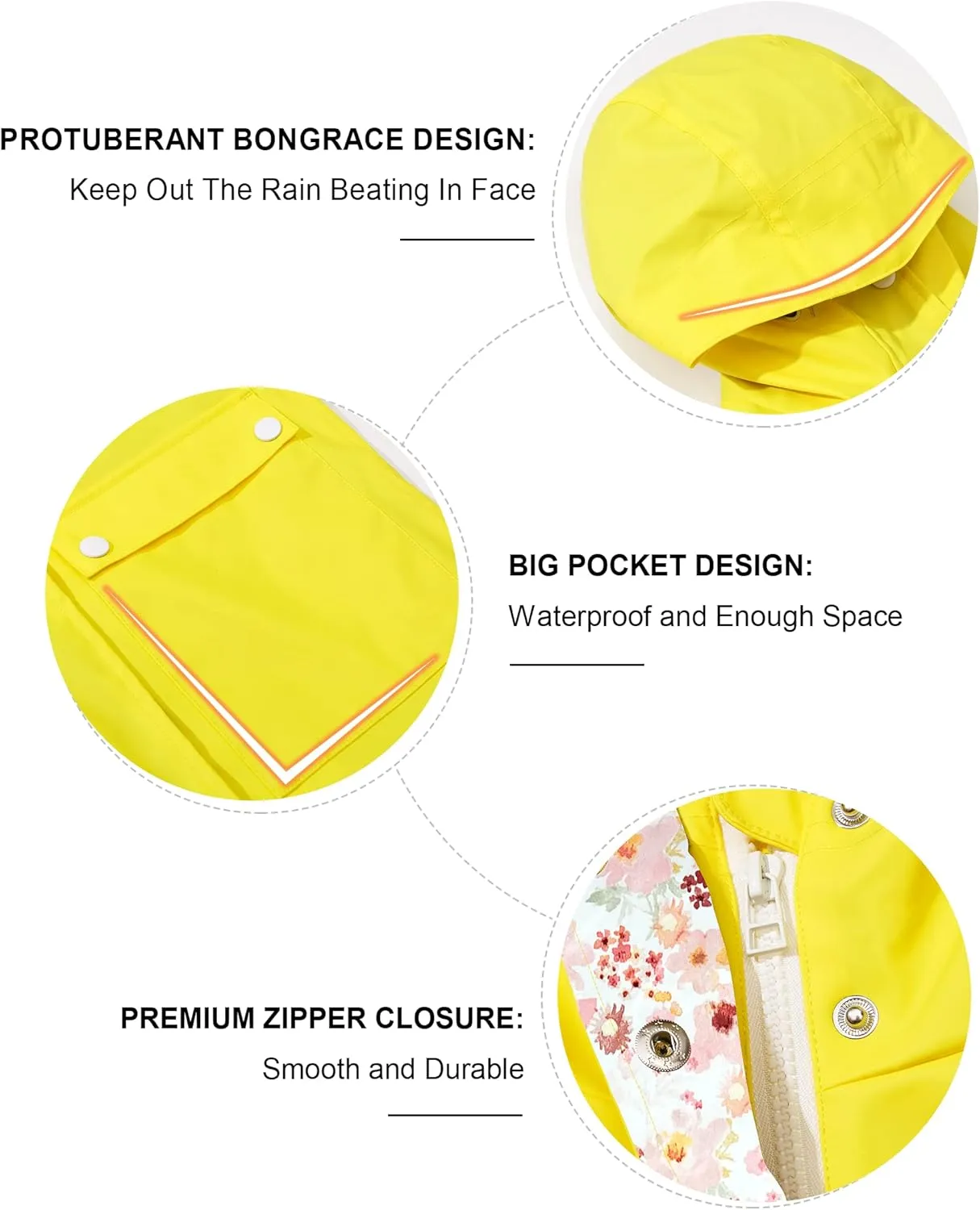 maoo garden Girls Boys Rain Jacket Lightweight Waterproof Raincoat Hooded Lined Long Windbreaker