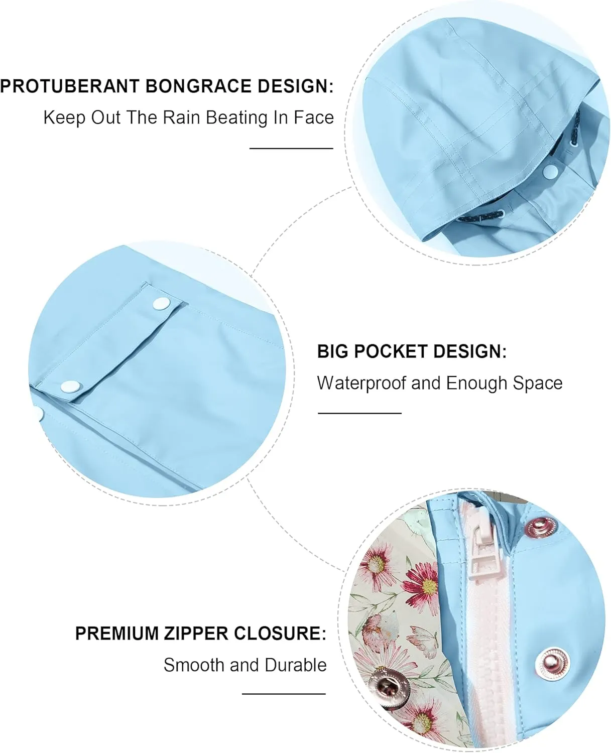 maoo garden Girls Boys Rain Jacket Lightweight Waterproof Raincoat Hooded Lined Long Windbreaker