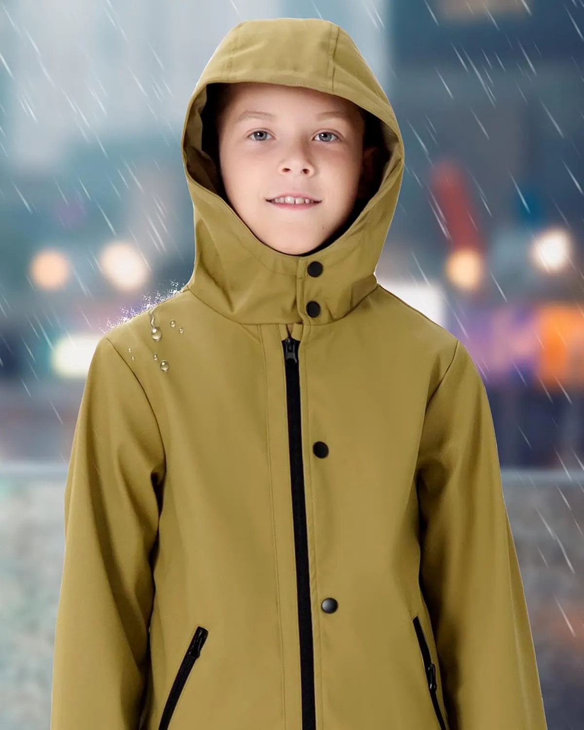 maoo garden Girls Boys Rain Jacket Lightweight Waterproof Raincoat Hooded Lined Long Windbreaker