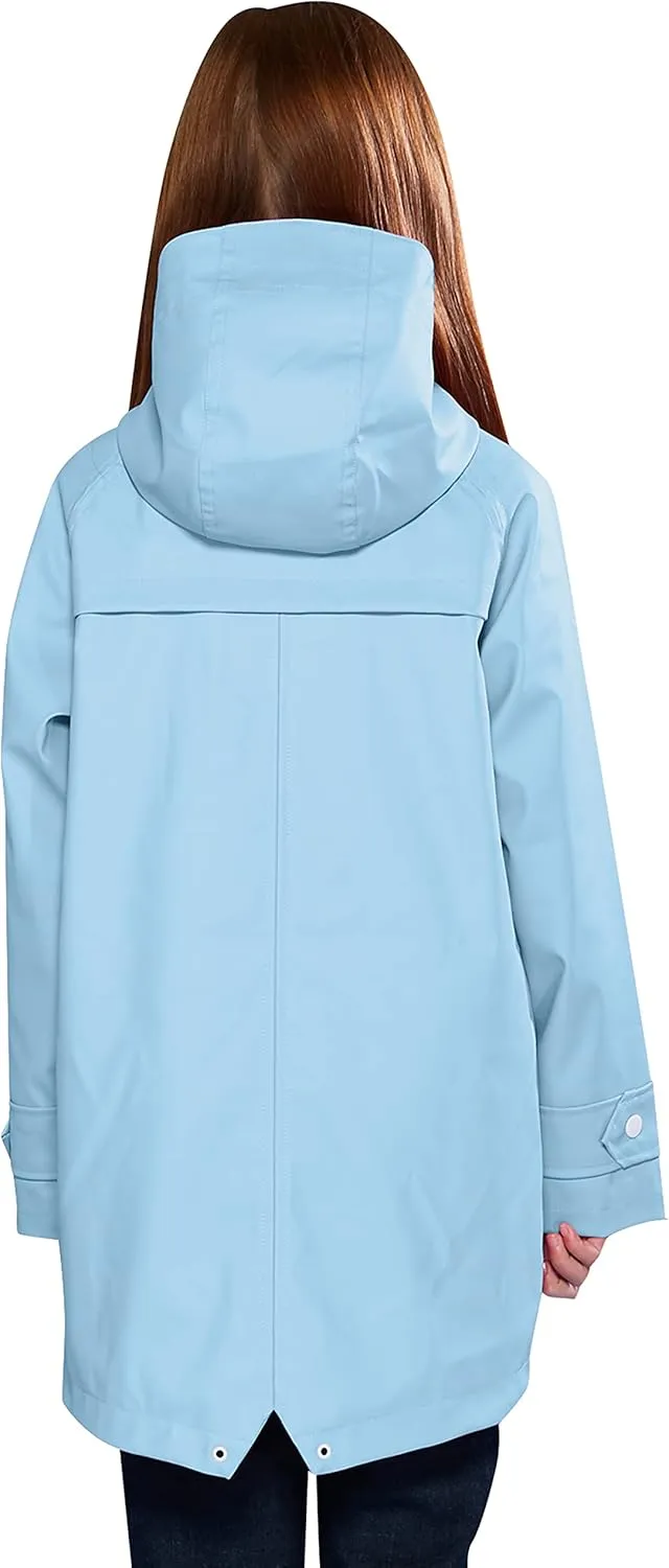 maoo garden Girls Boys Rain Jacket Lightweight Waterproof Raincoat Hooded Lined Long Windbreaker
