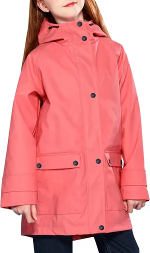 maoo garden Girls Boys Rain Jacket Lightweight Waterproof Raincoat Hooded Lined Long Windbreaker
