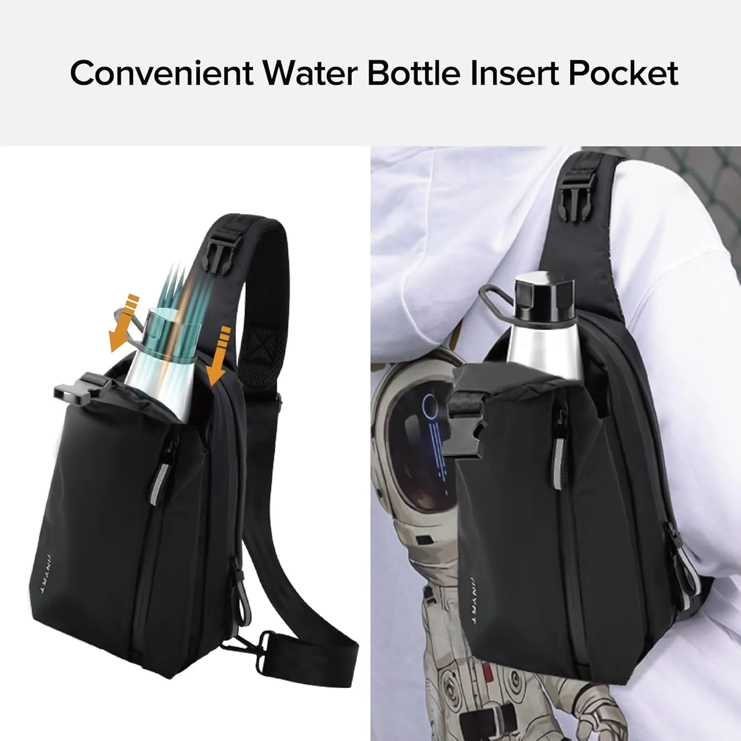 MAYMOONER Small Sling Shoulder Crossbody Bag Men Women One Strap Casual Chest Bags Slim Backpack for Outdoor Travel Biking