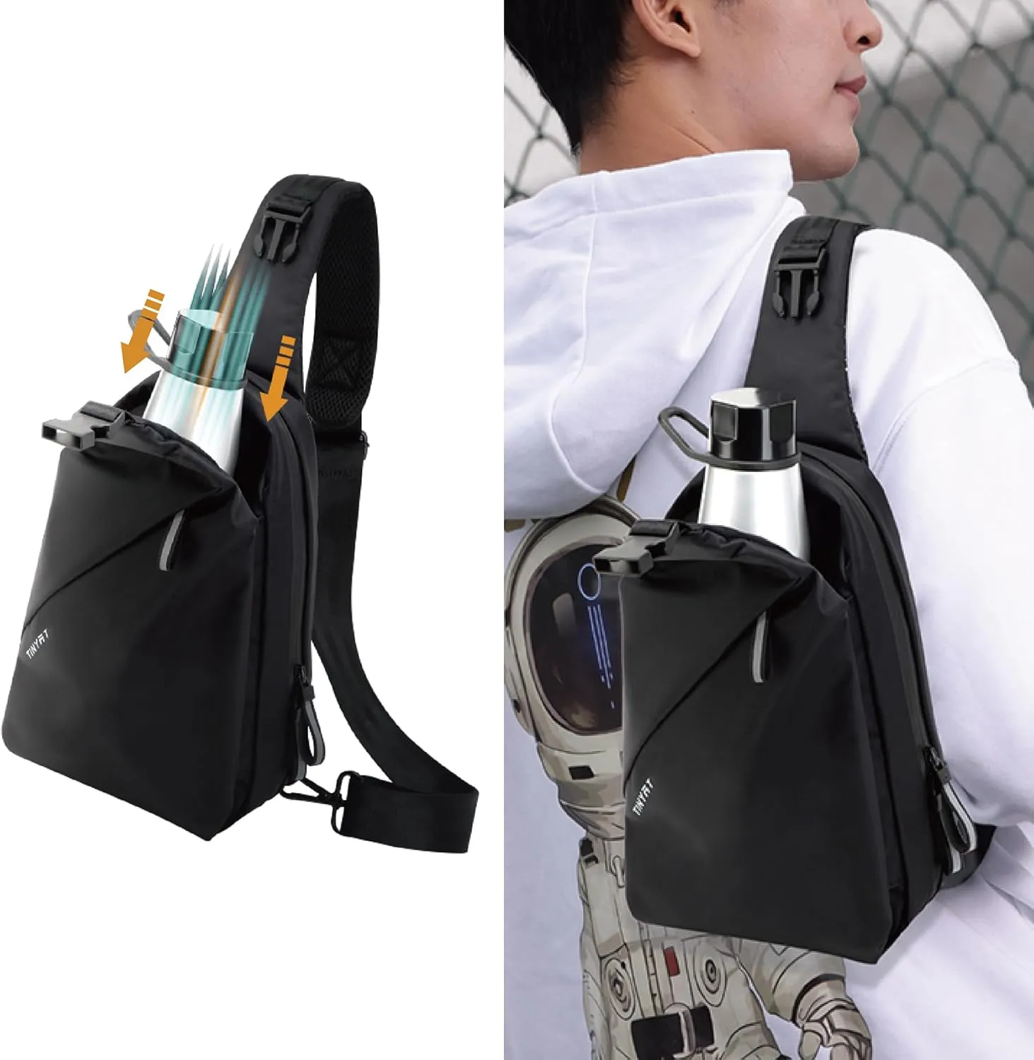 MAYMOONER Small Sling Shoulder Crossbody Bag Men Women One Strap Casual Chest Bags Slim Backpack for Outdoor Travel Biking