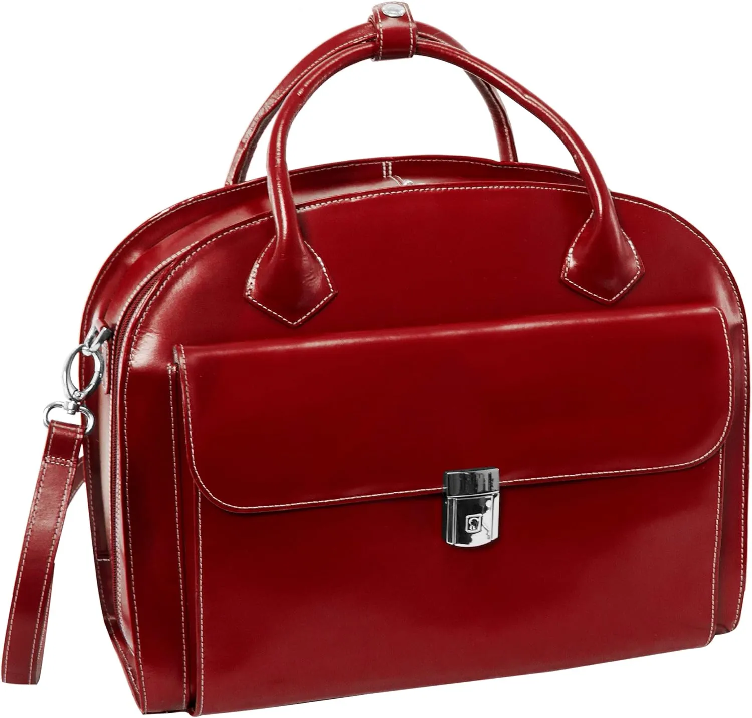 McKlein 15" Leather Patented Detachable -Wheeled Ladies' Laptop Briefcase- GLEN ELLYN- Red