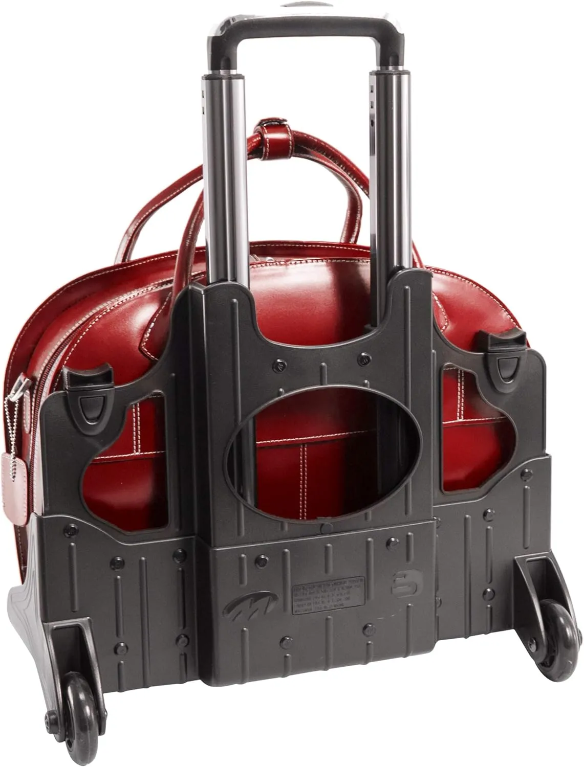 McKlein 15" Leather Patented Detachable -Wheeled Ladies' Laptop Briefcase- GLEN ELLYN- Red
