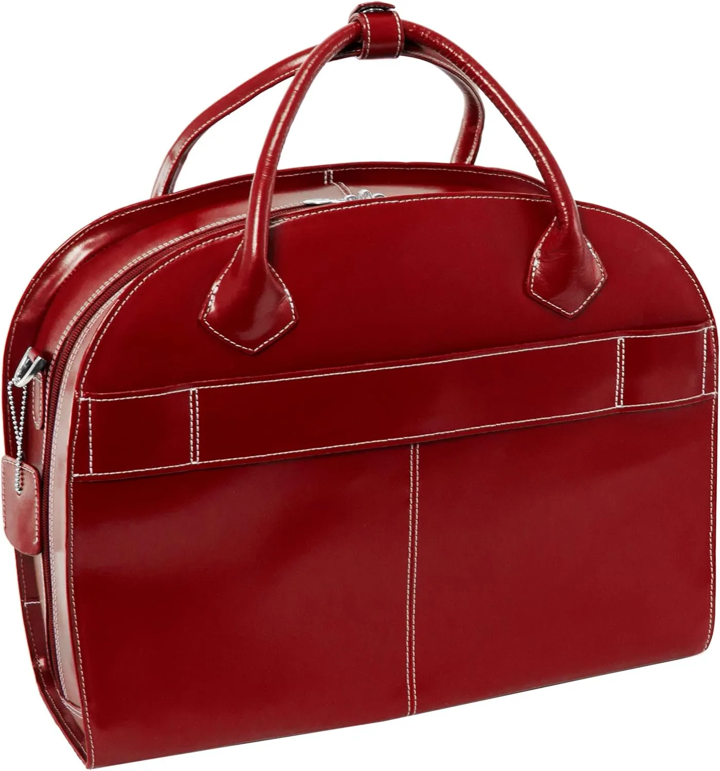 McKlein 15" Leather Patented Detachable -Wheeled Ladies' Laptop Briefcase- GLEN ELLYN- Red