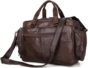 Men Casual Cowhide Briefcase Convertible 14 Inch Laptop Messenger Bags Handbag Multifunctional Work Business Shoulder Bag (Color : Chocolate, Size : 14 inch)