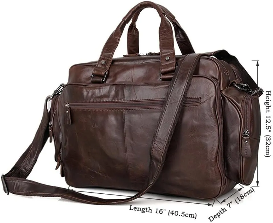 Men Casual Cowhide Briefcase Convertible 14 Inch Laptop Messenger Bags Handbag Multifunctional Work Business Shoulder Bag (Color : Chocolate, Size : 14 inch)