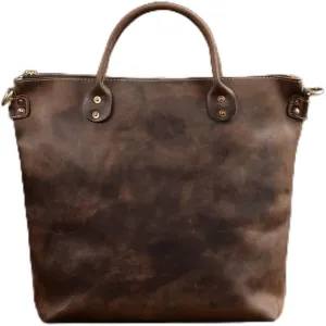 Men Crazy Horse Leather Briefcase Convertible 13 Inch Laptop Messenger Bags Handbag Multifunctional Business Shoulder Bag (Color : Coffee, Size : 13 inch)