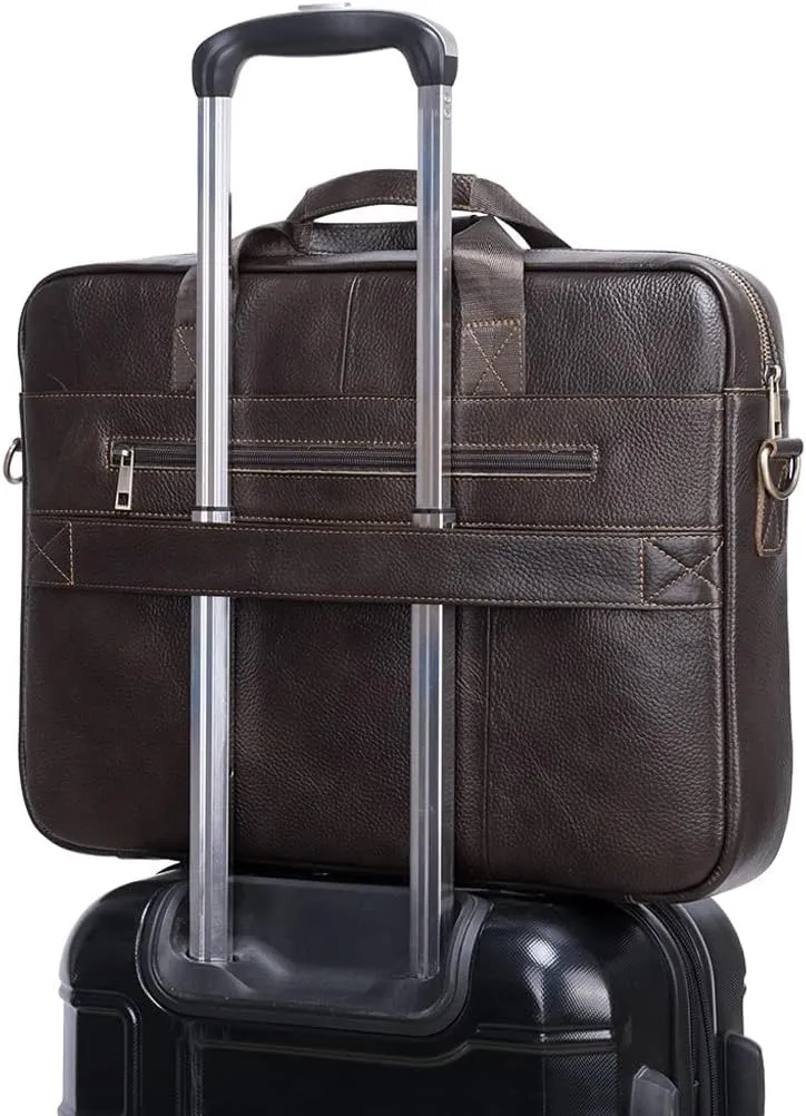 Men Genuine Leather Briefcase Convertible 14/17 Inch Laptop Messenger Bags Handbag Multifunctional Business Shoulder Bag (Color : Black, Size : 17 inch)
