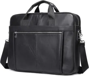 Men Genuine Leather Briefcase Convertible 14/17 Inch Laptop Messenger Bags Handbag Multifunctional Business Shoulder Bag (Color : Black, Size : 17 inch)