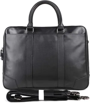 Men Genuine Leather Briefcase Convertible 15. 6 Inch Laptop Messenger Bags Handbag Multifunction Business Work Shoulder Bag (Color : Black, Size : 15.6 inch)