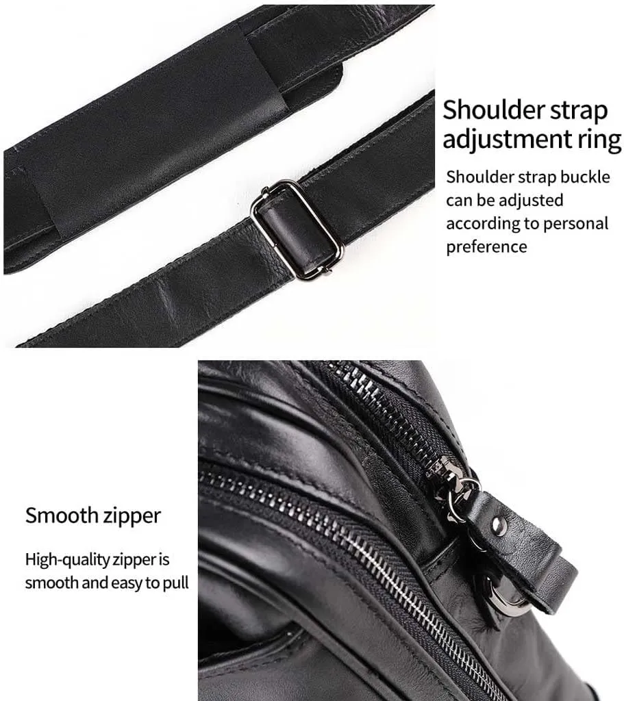 Men Genuine Leather Briefcase Convertible 15. 6 Inch Laptop Messenger Bags Handbag Multifunction Business Work Shoulder Bag (Color : Black, Size : 15.6 inch)