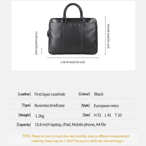 Men Genuine Leather Briefcase Convertible 15. 6 Inch Laptop Messenger Bags Handbag Multifunction Business Work Shoulder Bag (One Color)
