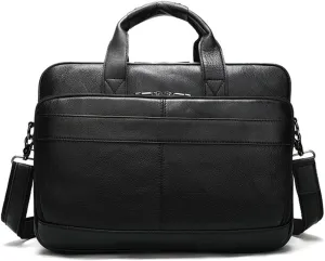 Men Genuine Leather Briefcase Convertible 15.6 Inch Laptop Messenger Bags Handbag Multifunctional Business Shoulder Bag (Color : Black, Size : 15.6 inch)
