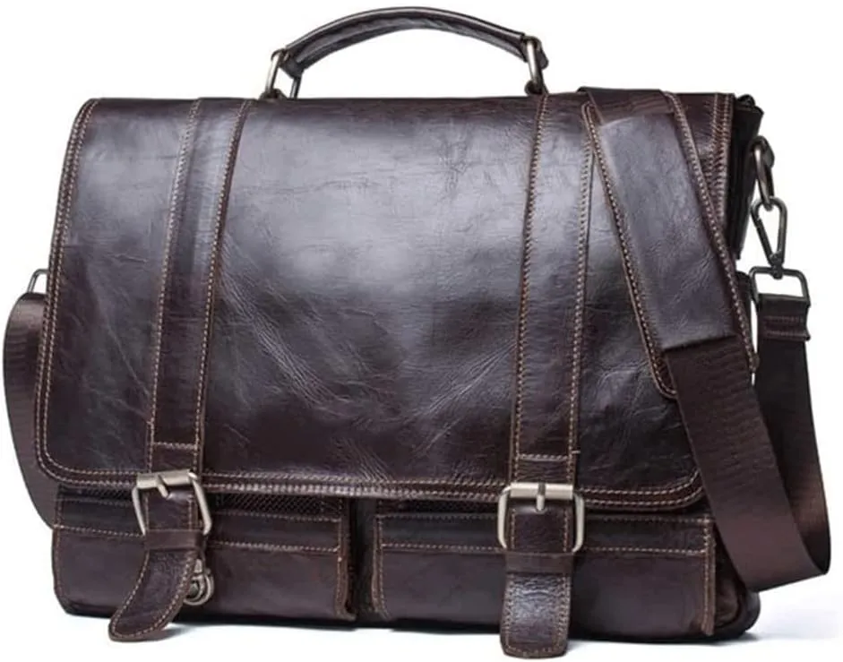 Men Leather Briefcase Business Handbag Messenger Bags Male Vintage Shoulder Bag Men's Large Laptop Travel Bags