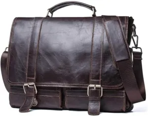 Men Leather Briefcase Business Handbag Messenger Bags Male Vintage Shoulder Bag Men's Large Laptop Travel Bags