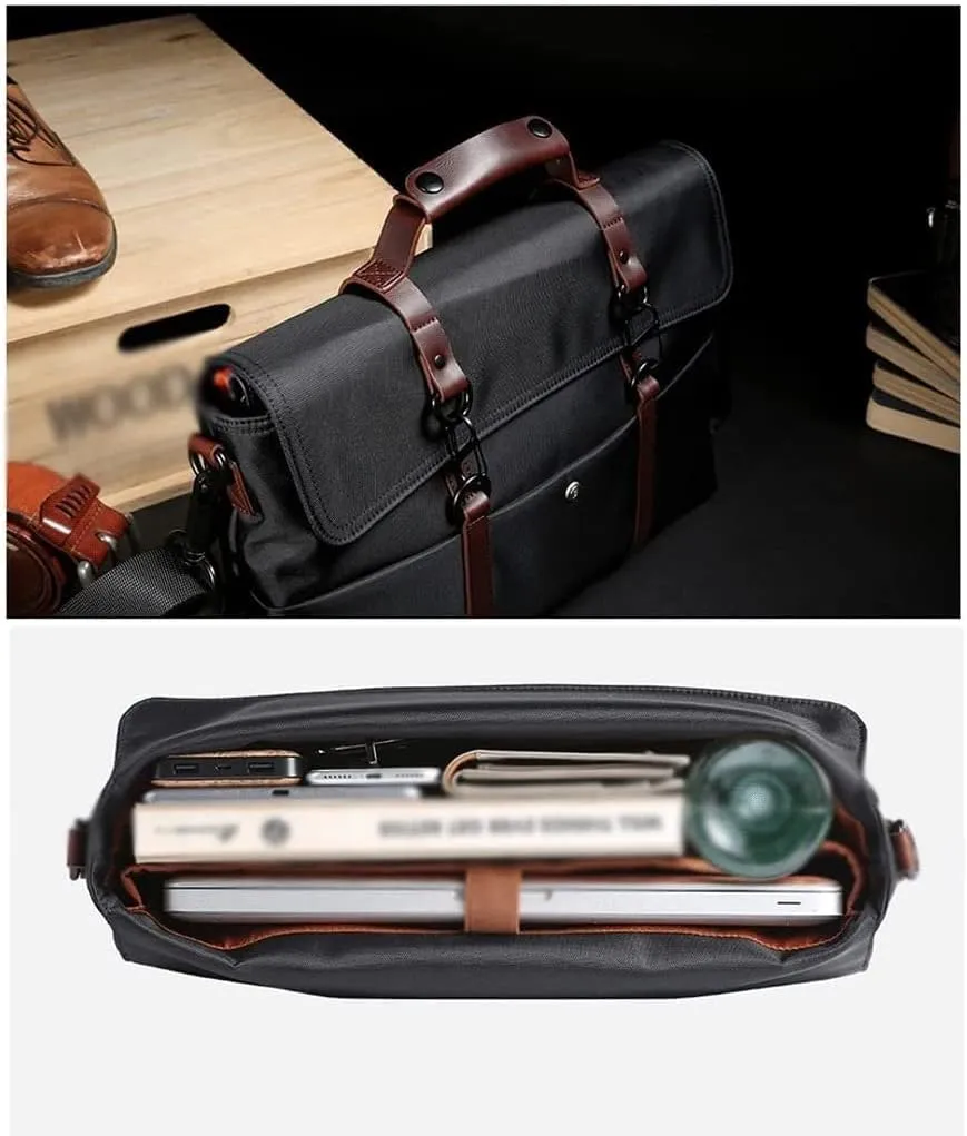 Men's Briefcase Handbag Large Capacity Casual Crossbody Business Male Tote Bags 14 Inch Laptop Messenger Bags (Color : Black, Size : 37x9x25cm)