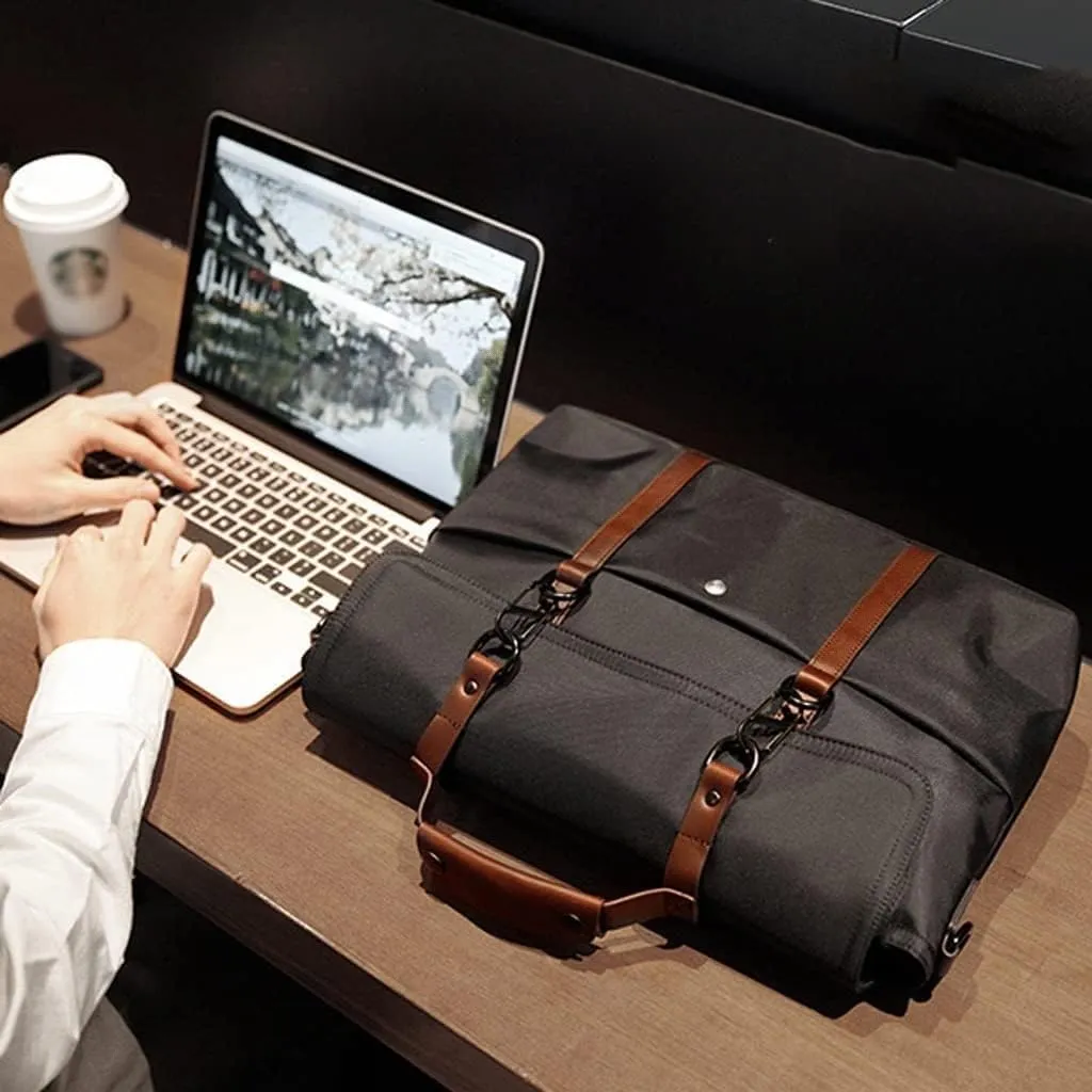 Men's Briefcase Handbag Large Capacity Casual Crossbody Business Male Tote Bags 14 Inch Laptop Messenger Bags (Color : Black, Size : 37x9x25cm)