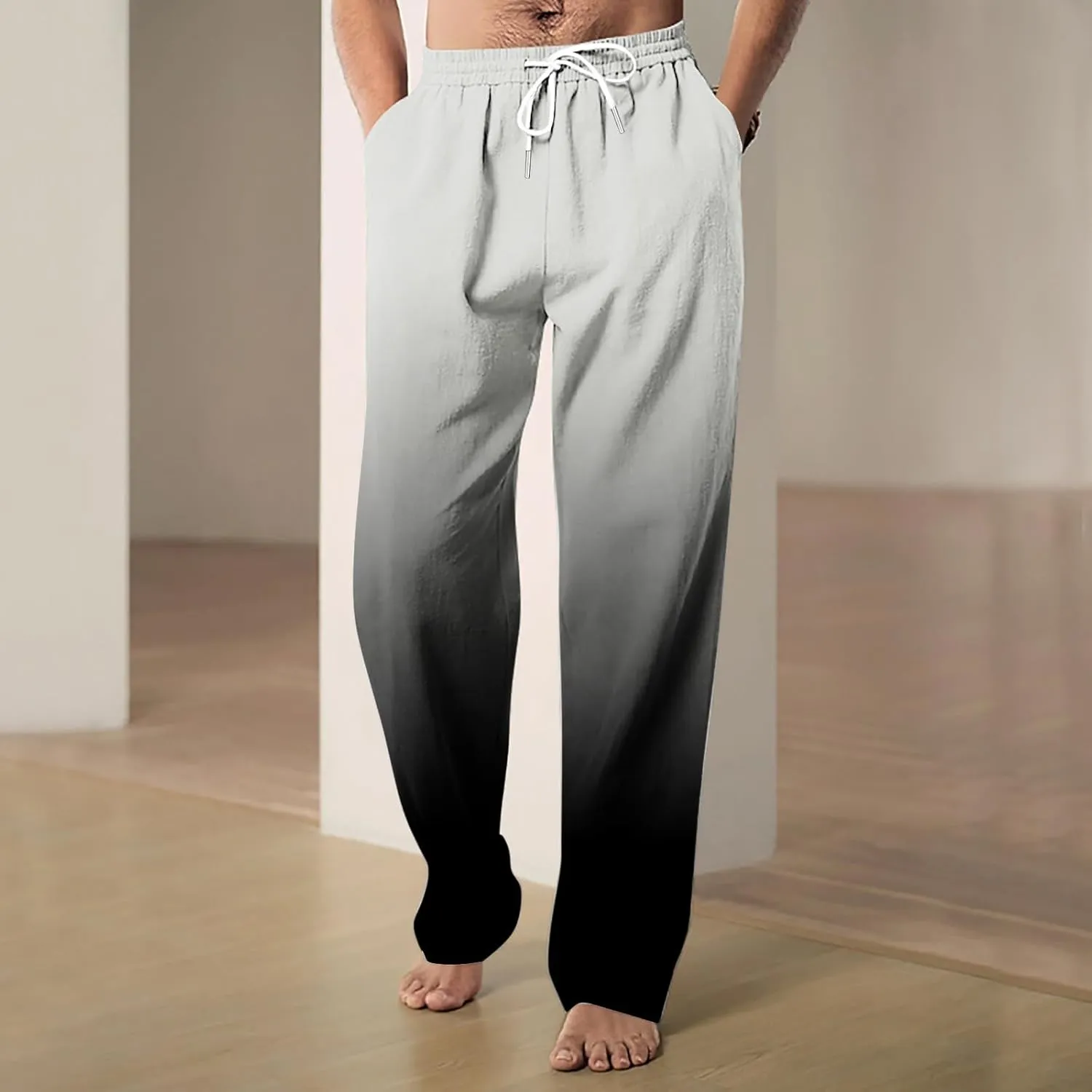Mens Ombr Gradient Jogger Pants with Drawstring Elastic Relax Casual Sweatpants for Men Side Pockets Lounge Travel