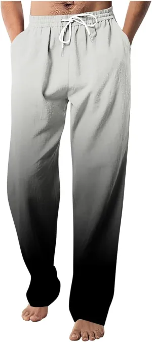 Mens Ombr Gradient Jogger Pants with Drawstring Elastic Relax Casual Sweatpants for Men Side Pockets Lounge Travel