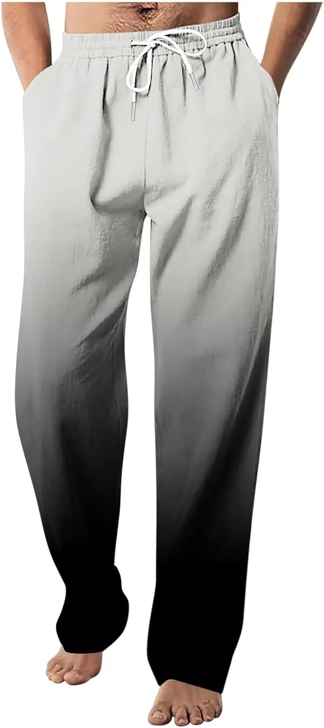 Mens Ombr Gradient Jogger Pants with Drawstring Elastic Relax Casual Sweatpants for Men Side Pockets Lounge Travel