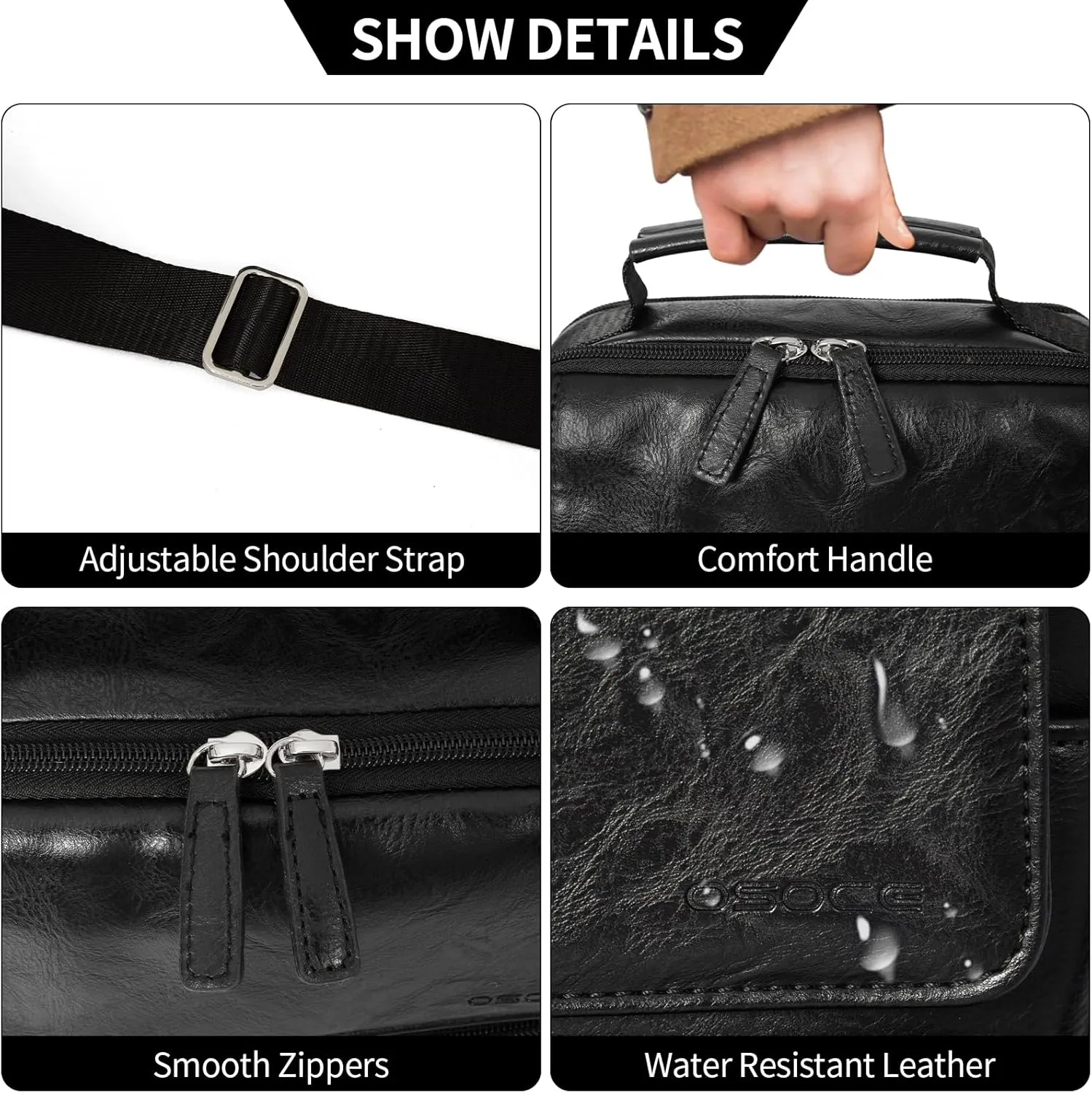 Messenger Bag, Crossbody Bag Shoulder Bag for Men Water Resistant Man Bag Man Purse for Business Office