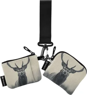 Mini Zip Around Wristlet keychain Wallet Deer Head Grey for Women Personalized Pattern Detachable Dual Pouch Wristlet Portable Wallet Phone Coin Purse