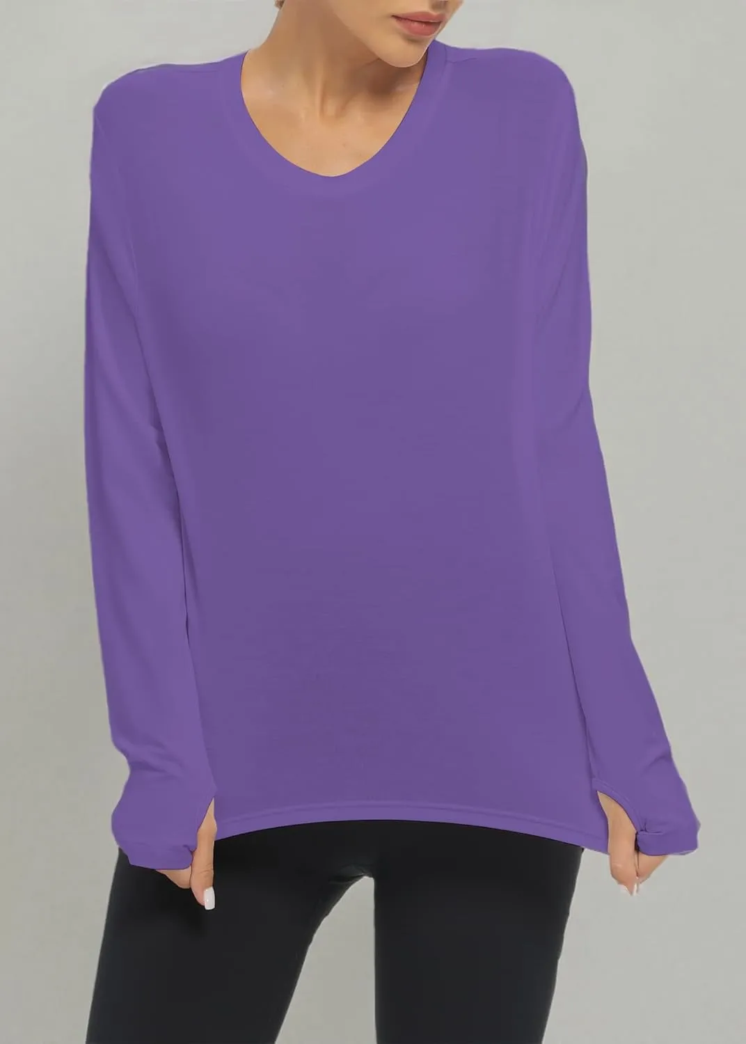 Mippo Long Sleeve Workout Tops Slightly Cropped Shirts for Women to Wear with Leggings