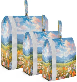 Monet Sky Flowers Compression Packing Cubes Suitcase Organizer Bags Set for Travel Cubes for Carry on Suitcases