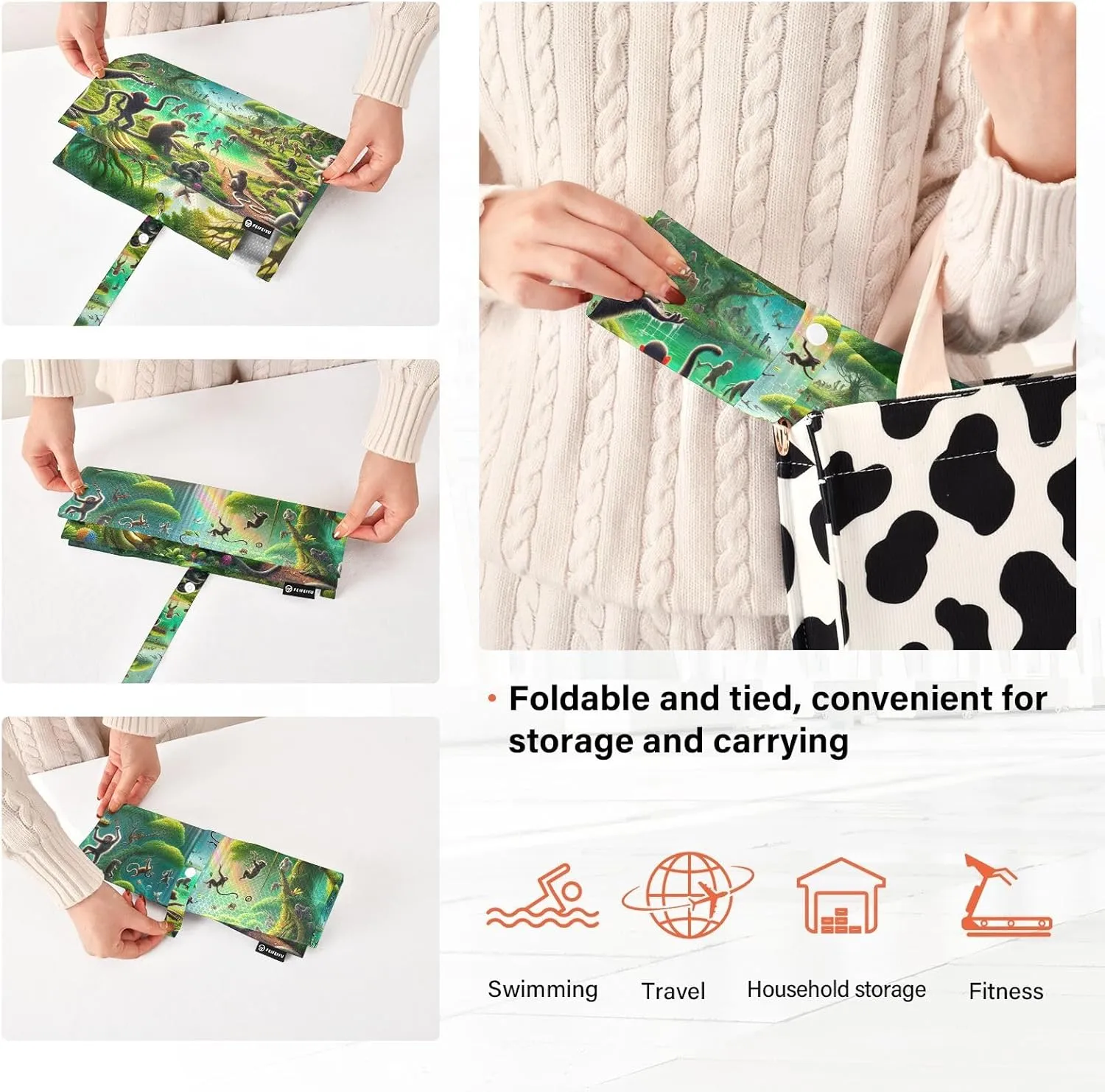 Monkey World Green Travel Packing Bags Collapsible Packing Cubes Travel Bags Organizer for Luggage