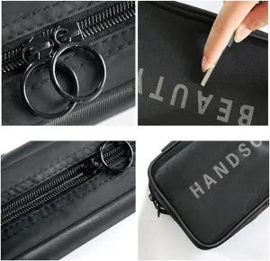 NIRVIK 3 Pieces Travel Mesh Makeup Bags Set See Through Travel Toiletry Organizer Bag Zipper Pouch Cosmetic Case for Women Camping Business Trip, Black, M, Messenger Bags