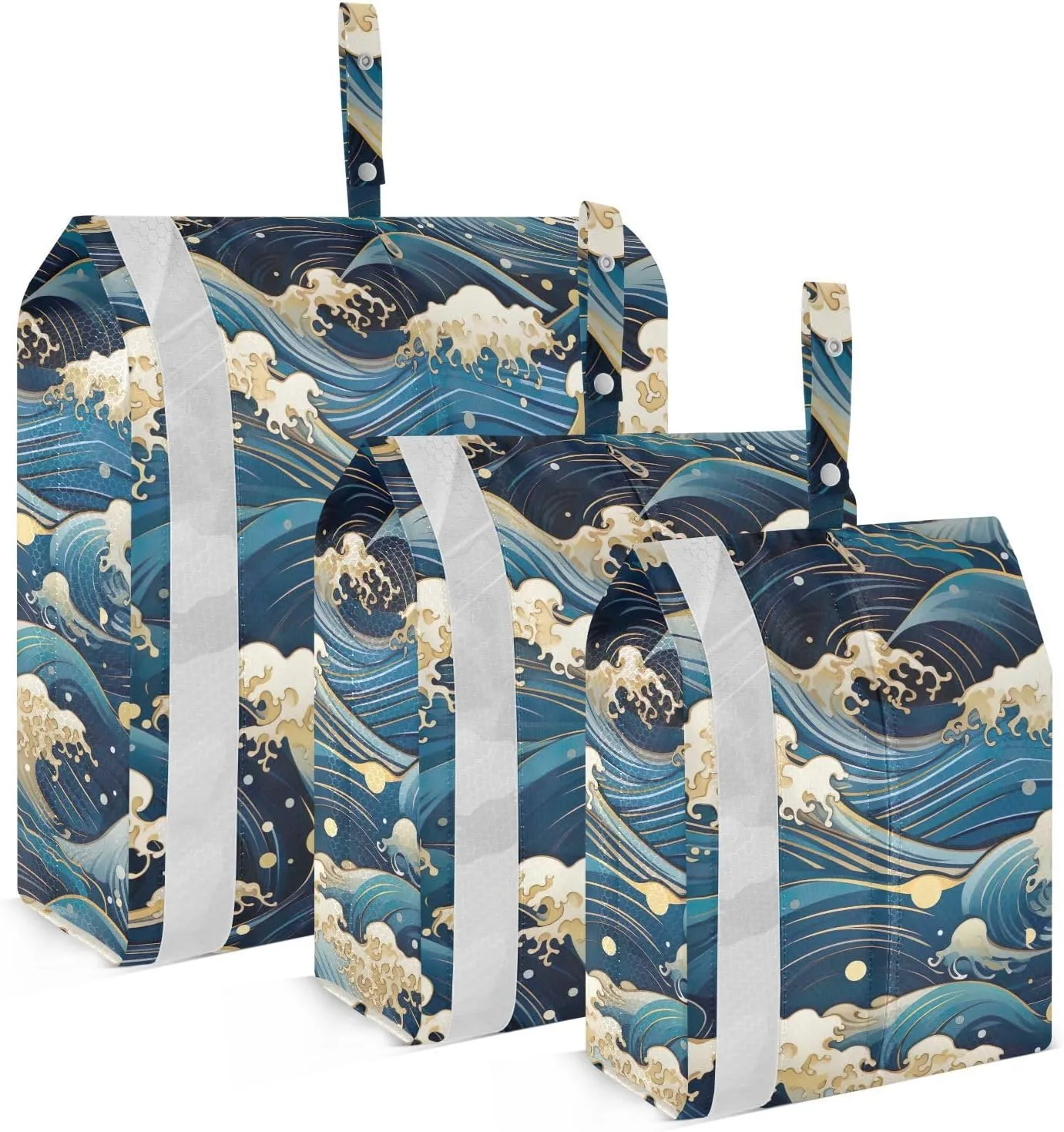 Ocean Sea Waves Packing Cubes for Travel 3 Set Compression Packing Bags Suitcase Organizer Bags Set for Travel
