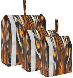 Orange Tiger Eyes Texture Compression Packing Cubes Suitcase Organizer Bags Set for Travel Cubes for Carry on Suitcases