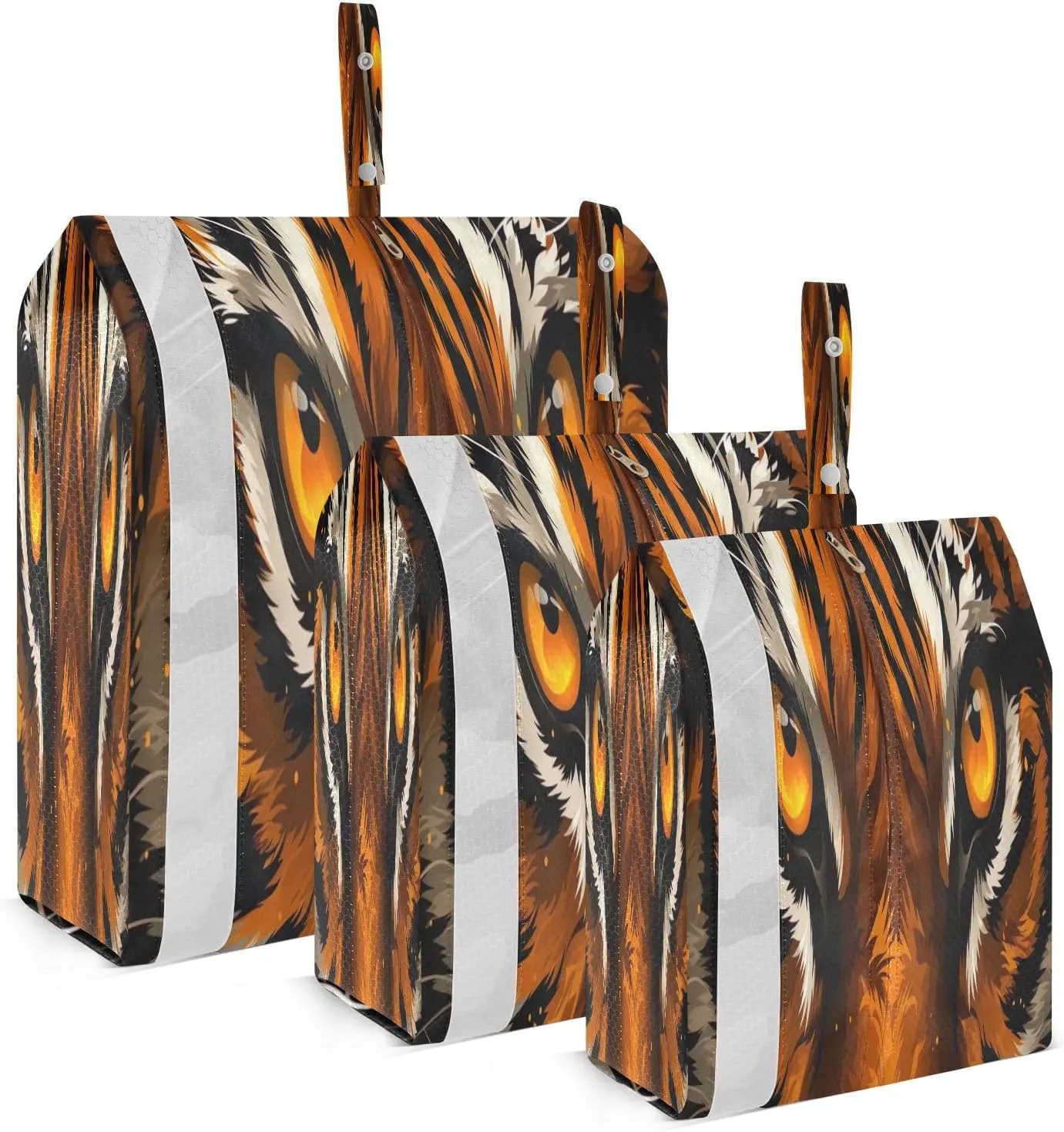Orange Tiger Eyes Texture Compression Packing Cubes Suitcase Organizer Bags Set for Travel Cubes for Carry on Suitcases