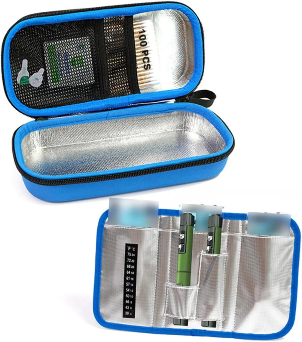 Organizer Case Insulated Bag Portable Cooling Pack Waterproof Compact Size Blue for Travel
