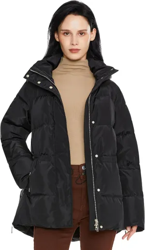 Orolay Women's Hooded Down Jacket Winter Mid-Length Zip-Up Puffer Coat with Windproof Threaded Cuffs