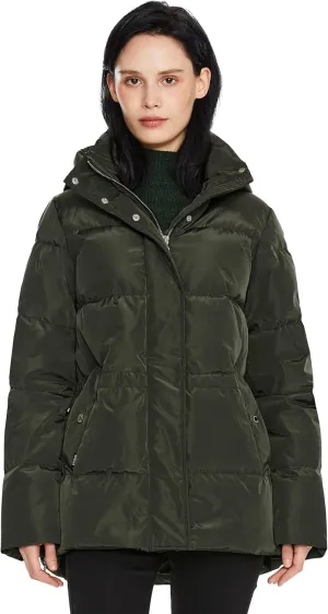 Orolay Women's Hooded Down Jacket Winter Mid-Length Zip-Up Puffer Coat with Windproof Threaded Cuffs