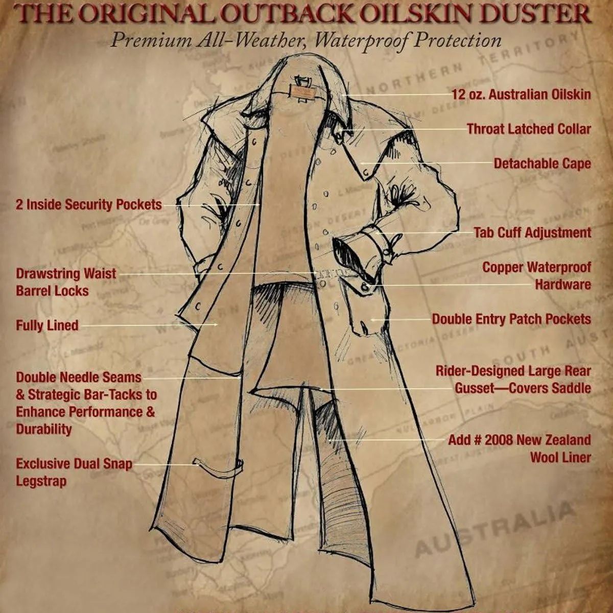 Outback Trading Company Unisex 2042 Low Rider Waterproof Breathable Full-Length Oilskin Duster Coat
