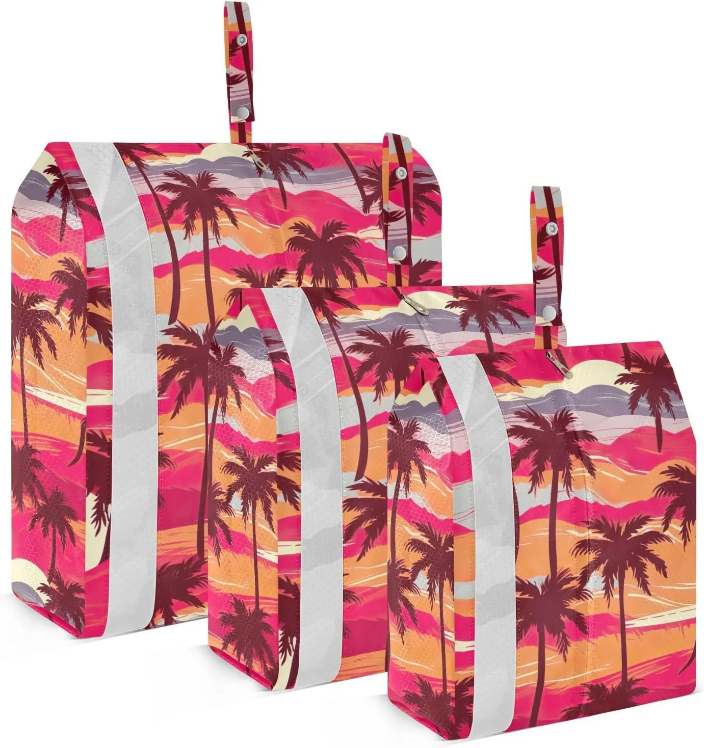 Palm Beach Sunset Packing Cubes for Travel 3 Set Compression Packing Bags Suitcase Organizer Bags Set for Suitcase
