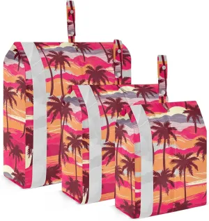Palm Beach Sunset Packing Cubes for Travel 3 Set Compression Packing Bags Suitcase Organizer Bags Set for Suitcase