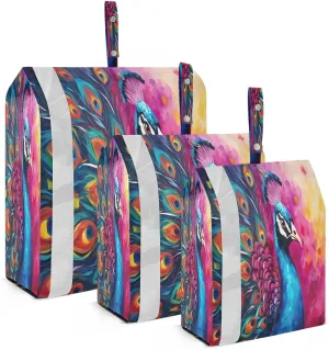 Peacock Watercolor Compression Packing Cubes for Travel Packing Organizers Large Luggage Organizers Bags for Carry on Luggage